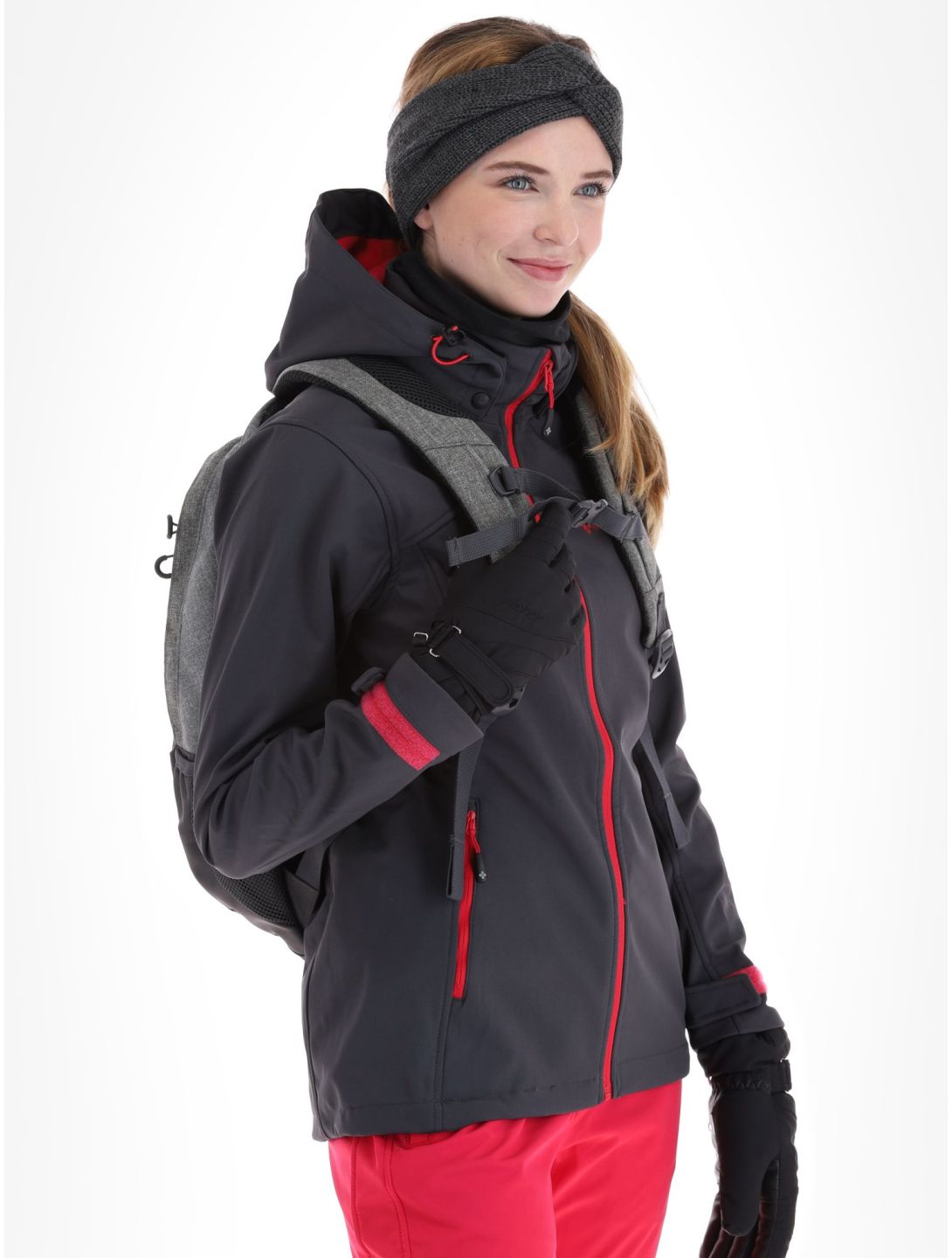 Kilpi, Ravia-w softshell ski-jas grote maten dames Dark Grey grijs 