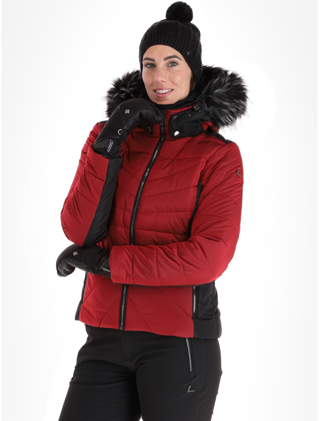 Luhta, Skalluvaara ski-jas dames Cranberry rood, zwart 