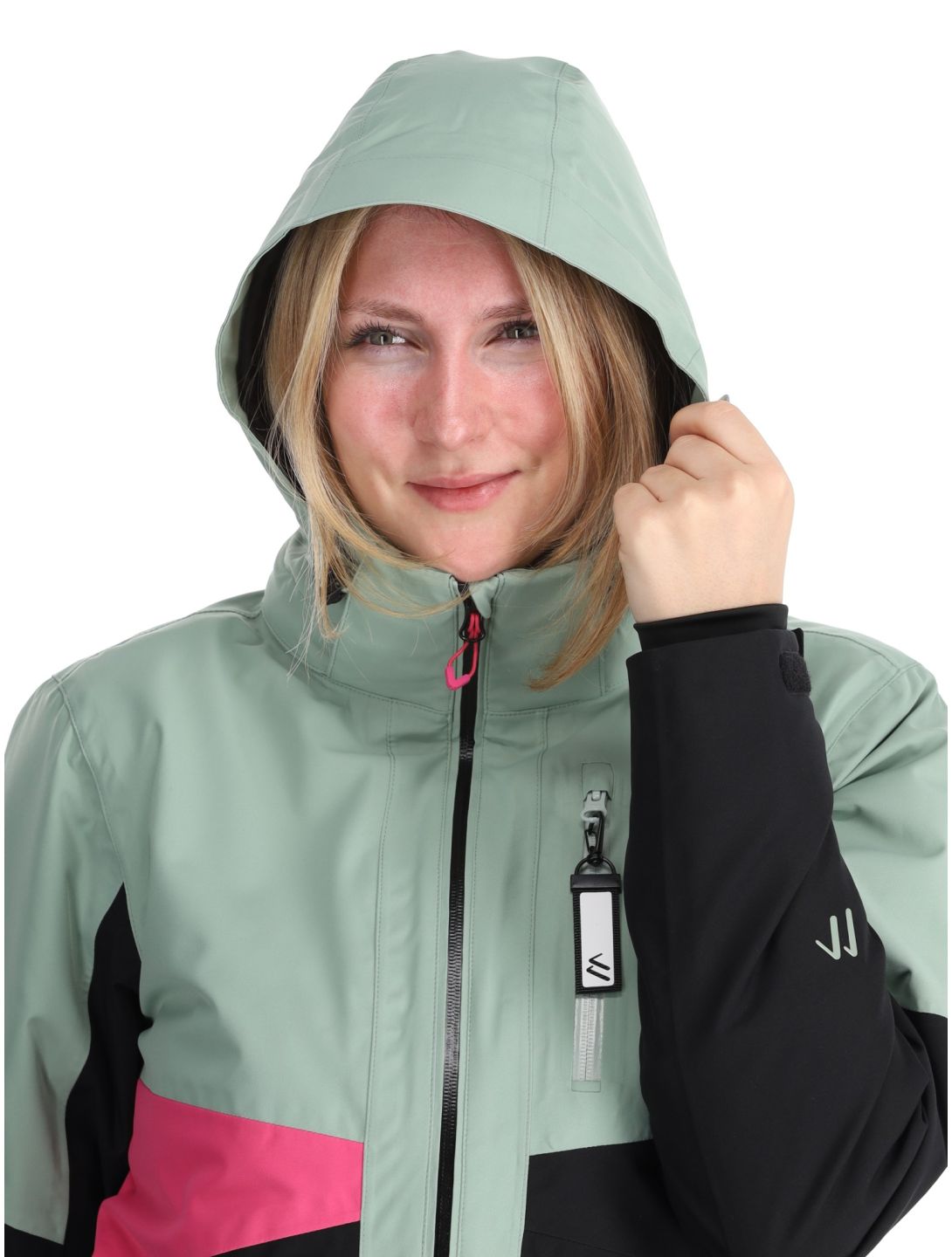 Maier Sports, Vidra ski-jas dames Black / Luscious Moss / Pink Flambé groen, roze, zwart 