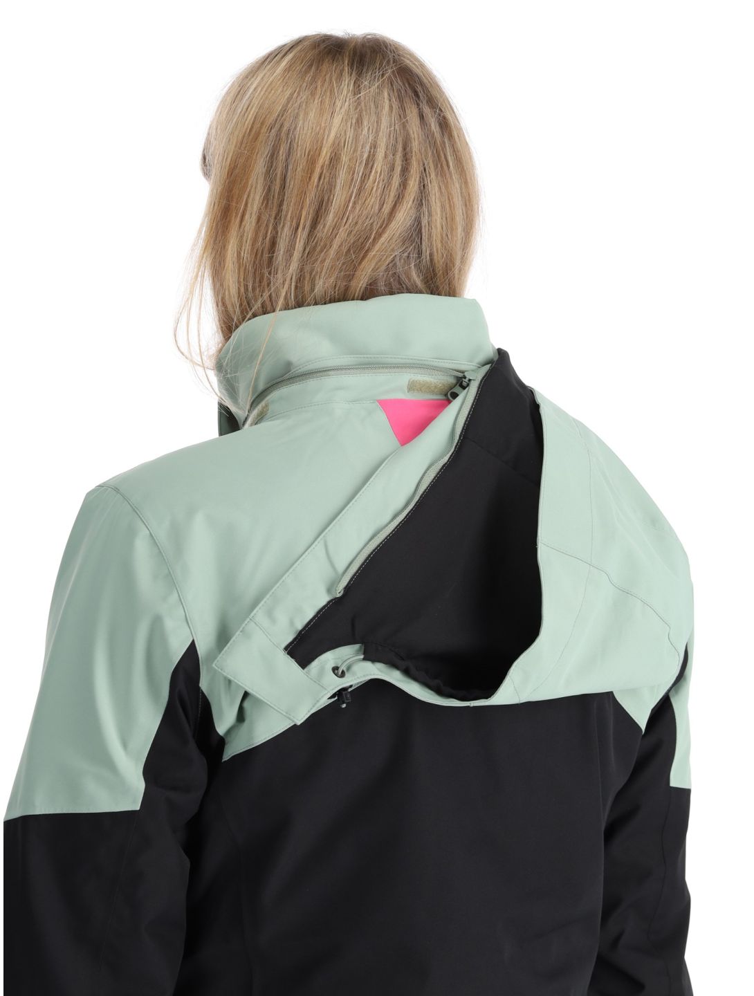 Maier Sports, Vidra ski-jas dames Black / Luscious Moss / Pink Flambé groen, roze, zwart 