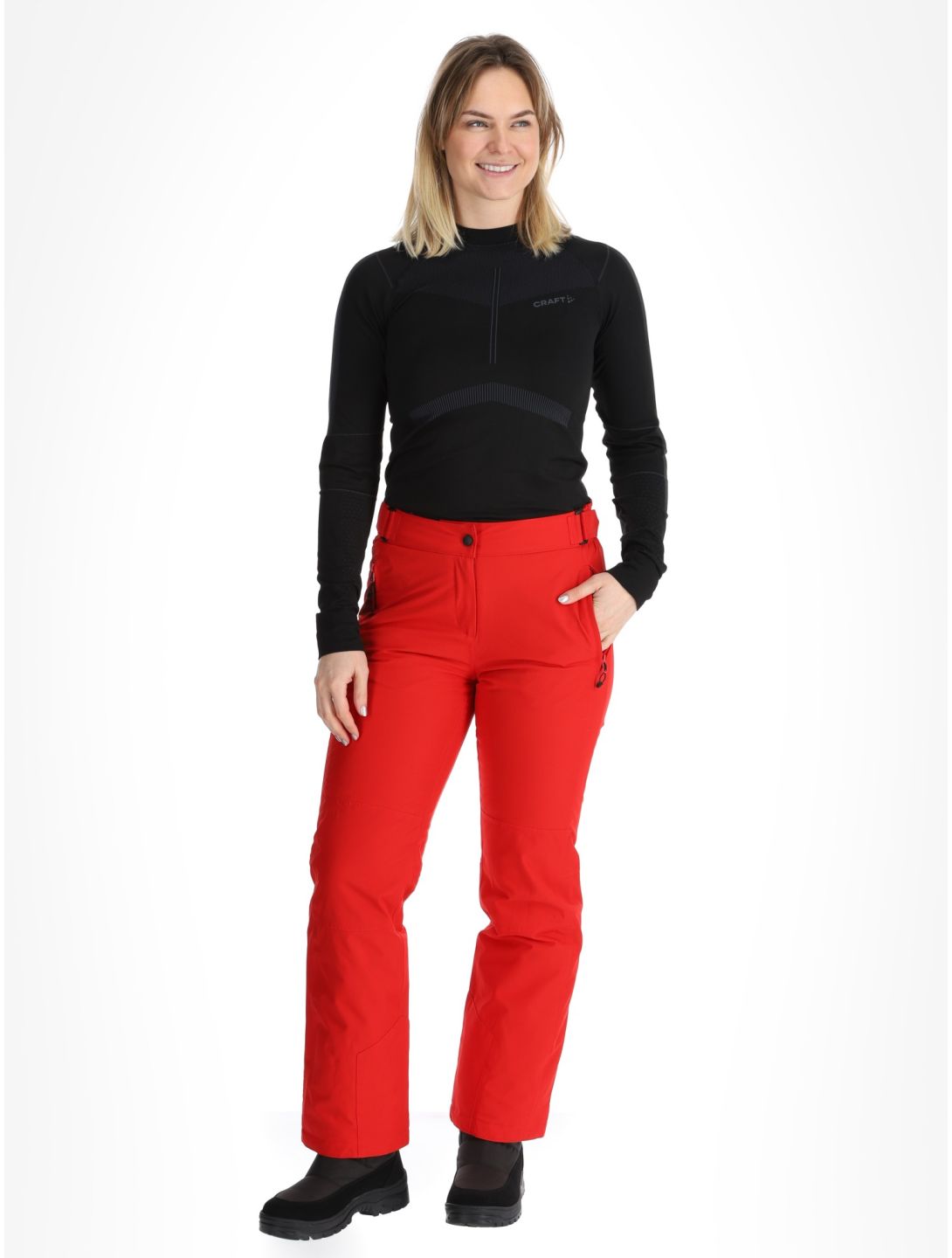 Maier Sports, Vroni Slim 2.0 skibroek kort model dames Salsa rood 