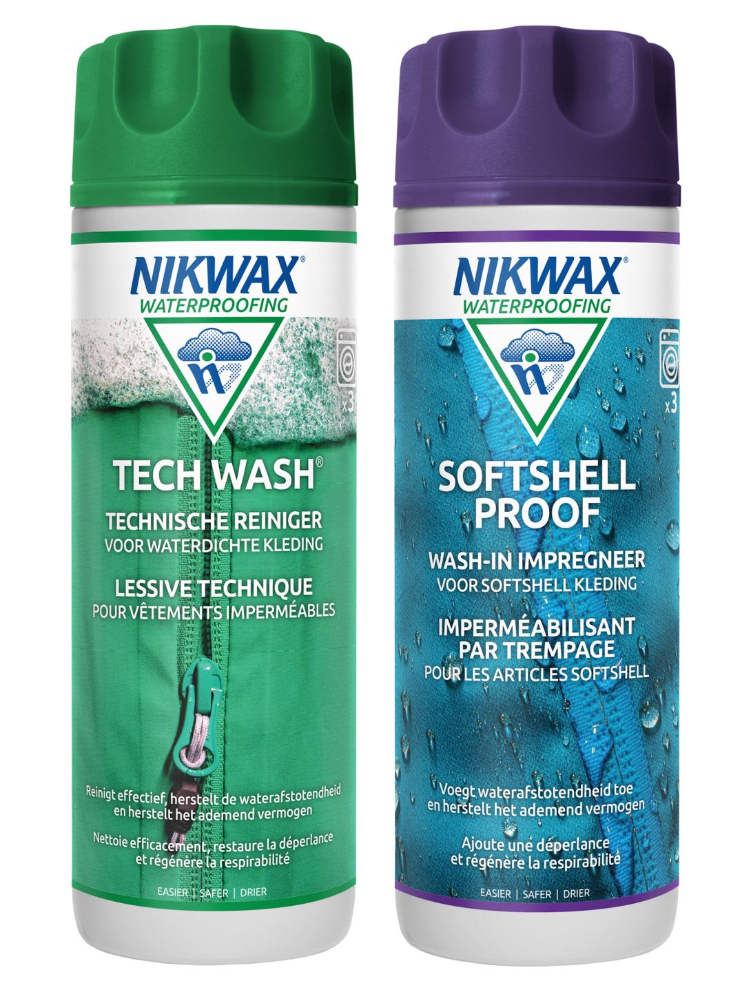 Nikwax, Twin 300ml softshell en Tech wash was- & impregneermiddel unisex 