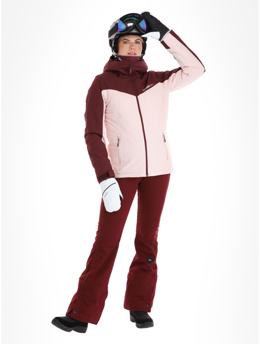 O'Neill, Aplite ski-jas dames Windsor Wine Colour Block bordeaux, roze 