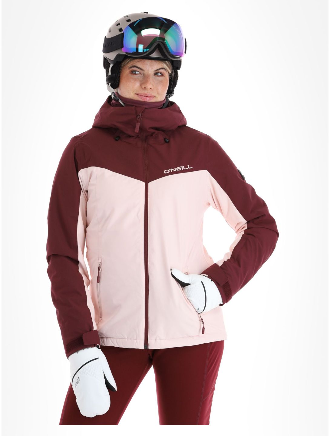 O'Neill, Aplite ski-jas dames Windsor Wine Colour Block bordeaux, roze 