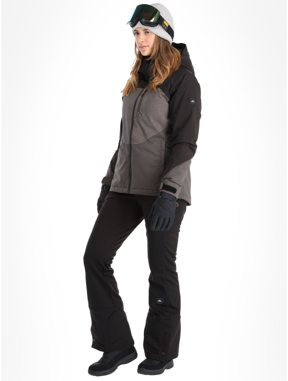 O'Neill, Carbonite ski-jas dames Black Out Colour Block bruin, grijs, zwart 