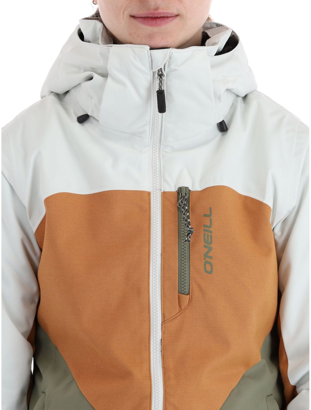 O'Neill, Carbonite ski-jas dames London Fog Colour Block bruin, groen, wit 