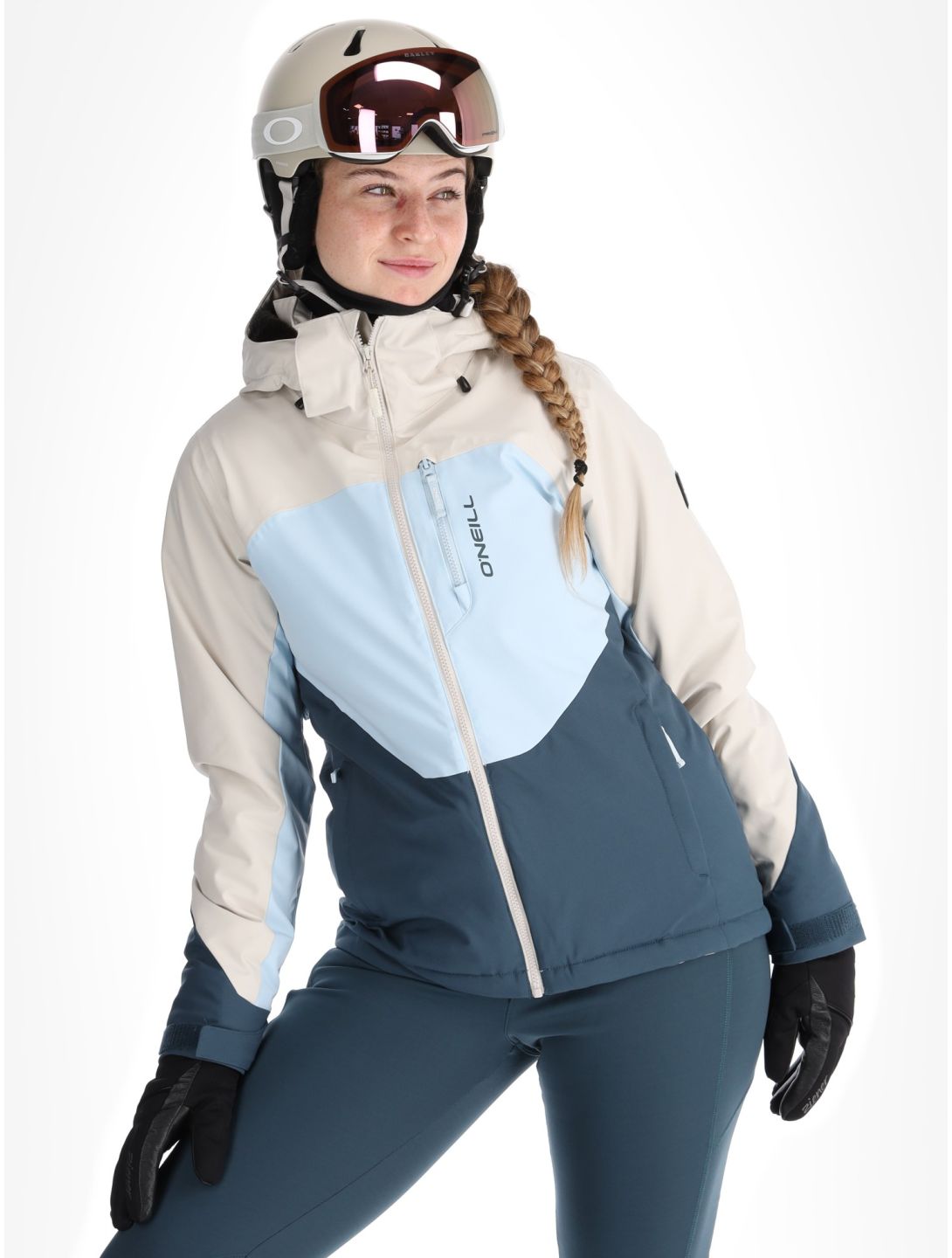 O'Neill, Carbonite Snow ski-jas dames Atmosphere Colour Block blauw, wit 