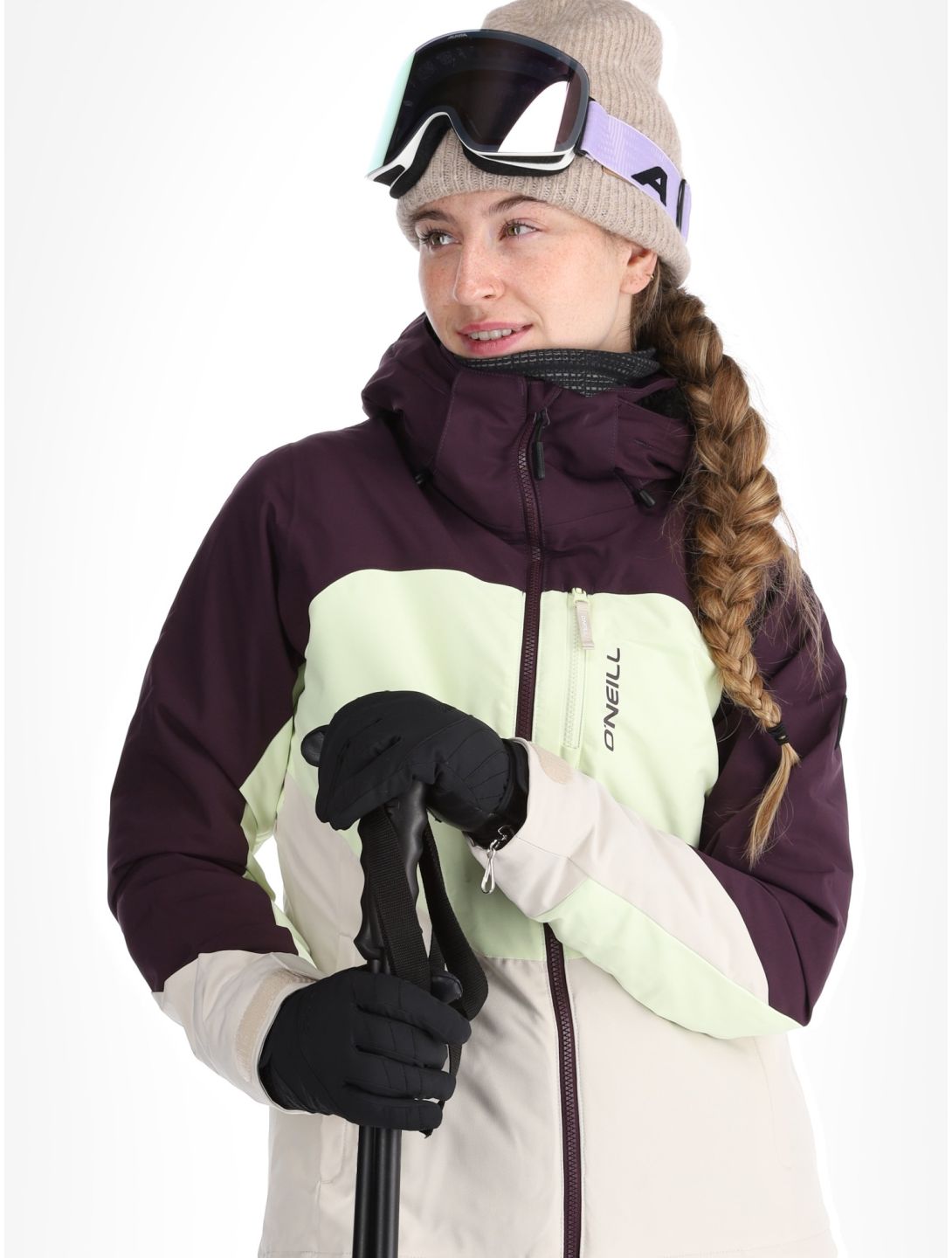 O'Neill, Carbonite Snow ski-jas dames Aubergine Colour Block paars, wit 