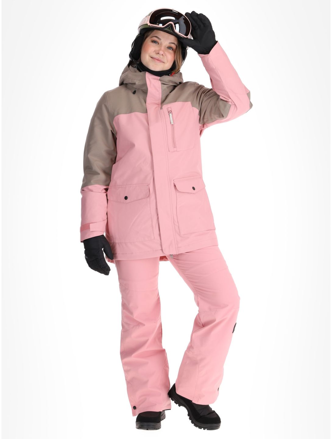 O'Neill, Utility Hybrid ski-jas dames Genuine Pink Colour Block bruin, roze, wit 