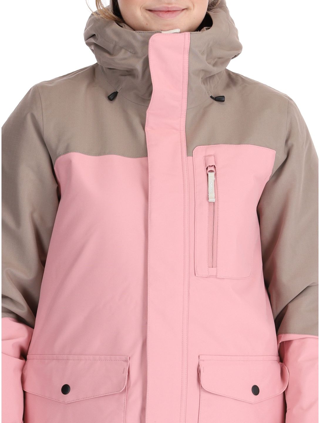 O'Neill, Utility Hybrid ski-jas dames Genuine Pink Colour Block bruin, roze, wit 