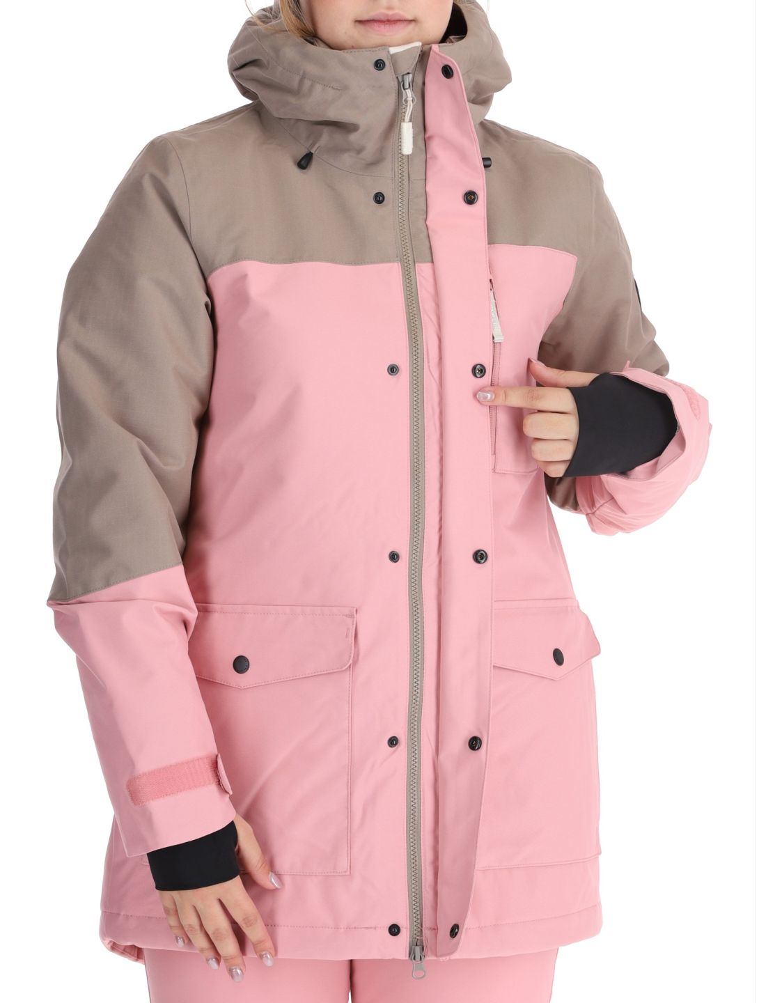 O'Neill, Utility Hybrid ski-jas dames Genuine Pink Colour Block bruin, roze, wit 