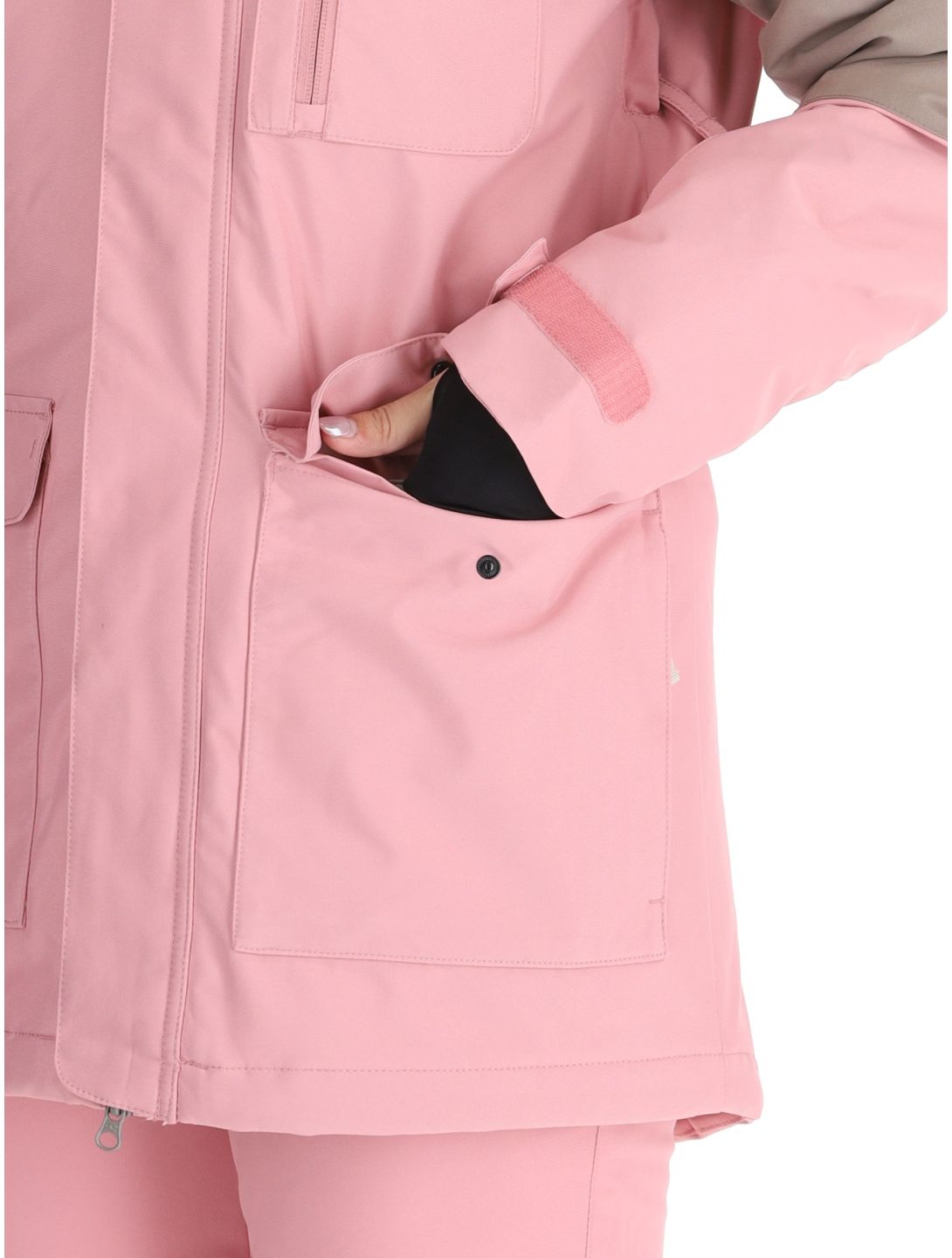 O'Neill, Utility Hybrid ski-jas dames Genuine Pink Colour Block bruin, roze, wit 