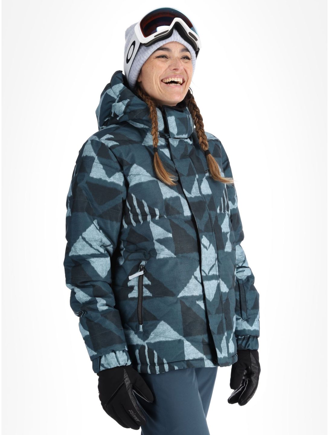 O'Neill, Z.E.N. Puffer Hybrid ski-jas dames Blue Triangle Ikat blauw 