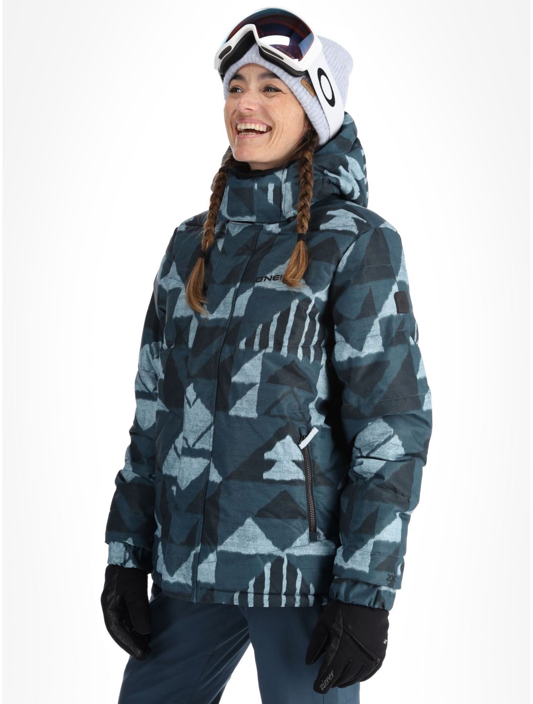 O'Neill, Z.E.N. Puffer Hybrid ski-jas dames Blue Triangle Ikat blauw 