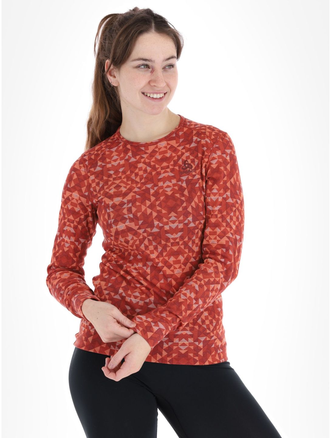 Odlo, Active Warm Eco Graphic thermoshirt dames Cinnabar bruin 