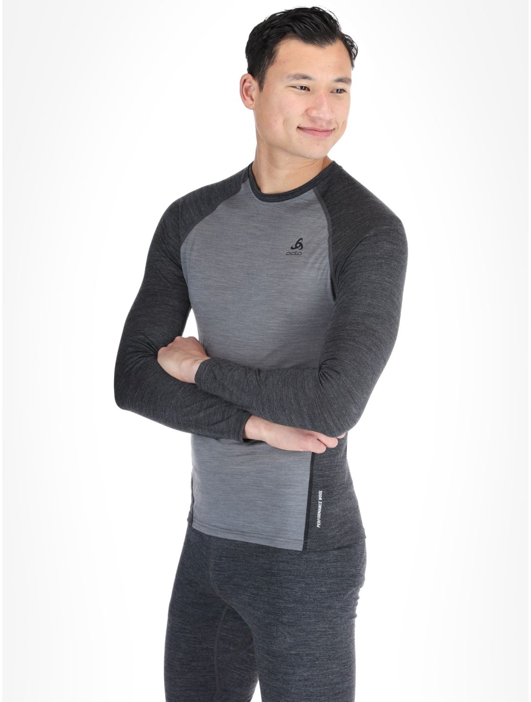 Odlo, Natural Performance PW 150 thermoshirt heren Grey Melange - Dark Grey Melange grijs 