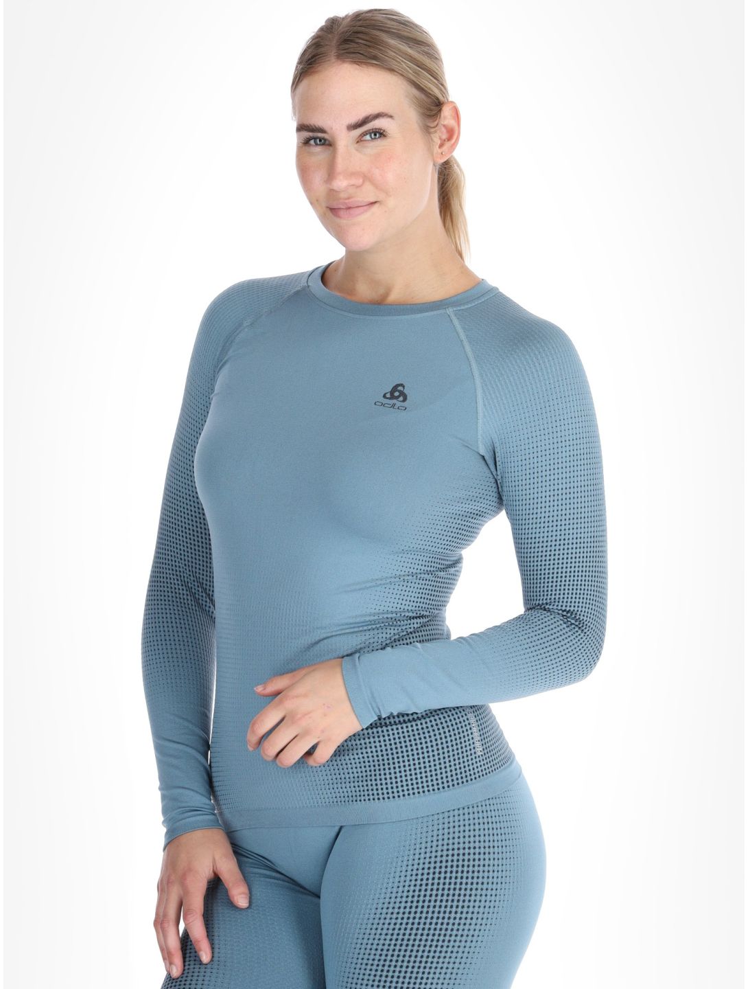 Odlo, Perfomance Warm Eco thermoshirt dames Provincial Blue blauw 