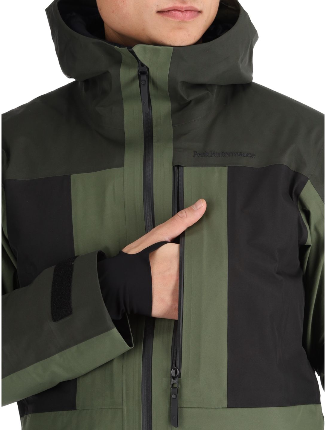 Peak Performance, M Gravity Gore-Tex 3L hardshell ski-jas heren Olive Extreme / Offblack / Pine Needle groen, zwart 