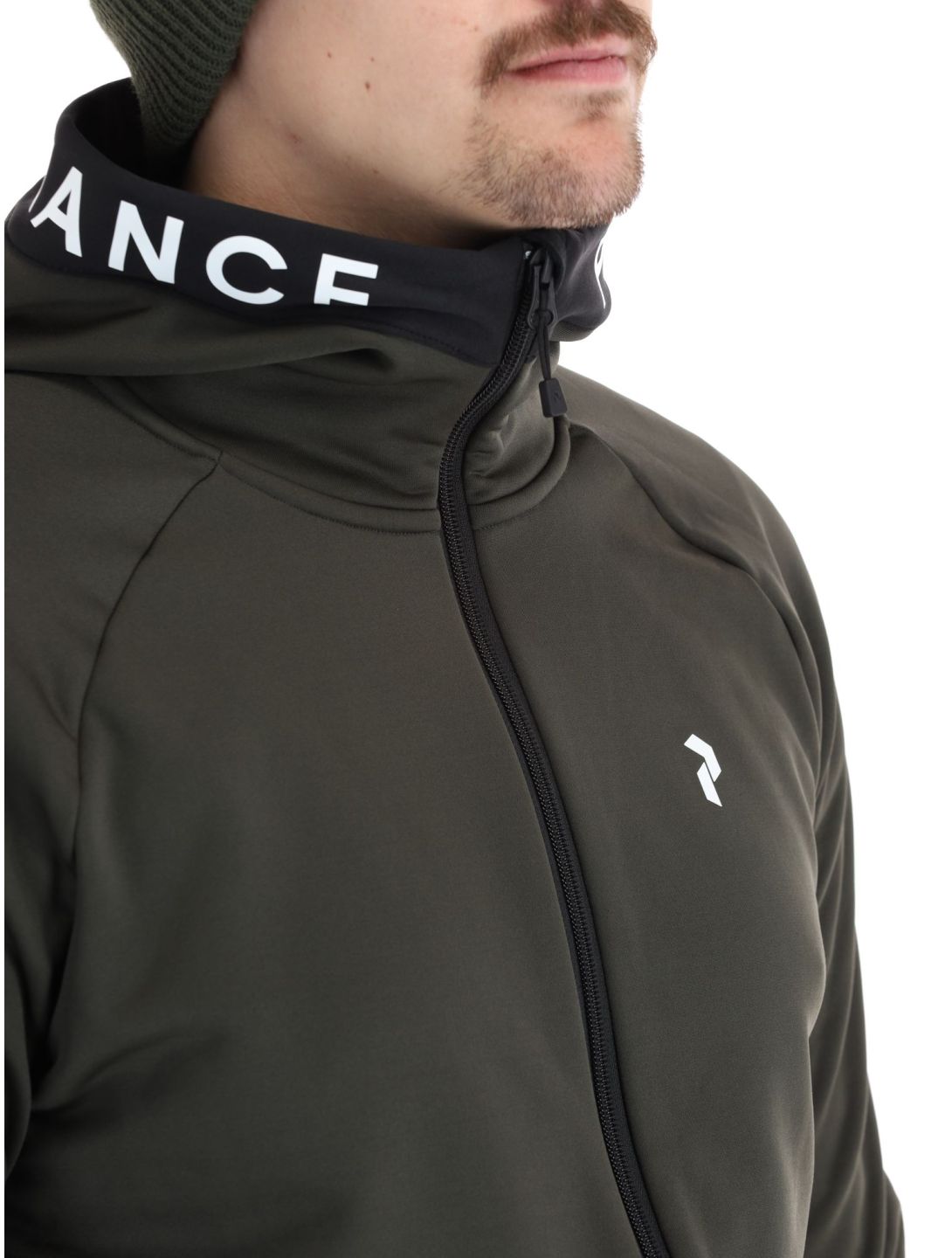 Peak Performance, M Rider Mid Zip Hood vest heren Olive Extreme Black groen, zwart 