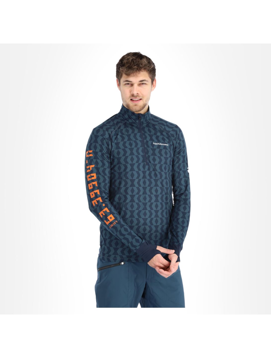 Peak Performance, Spirit Half Zip Printed thermoshirt heren pattern Blauw