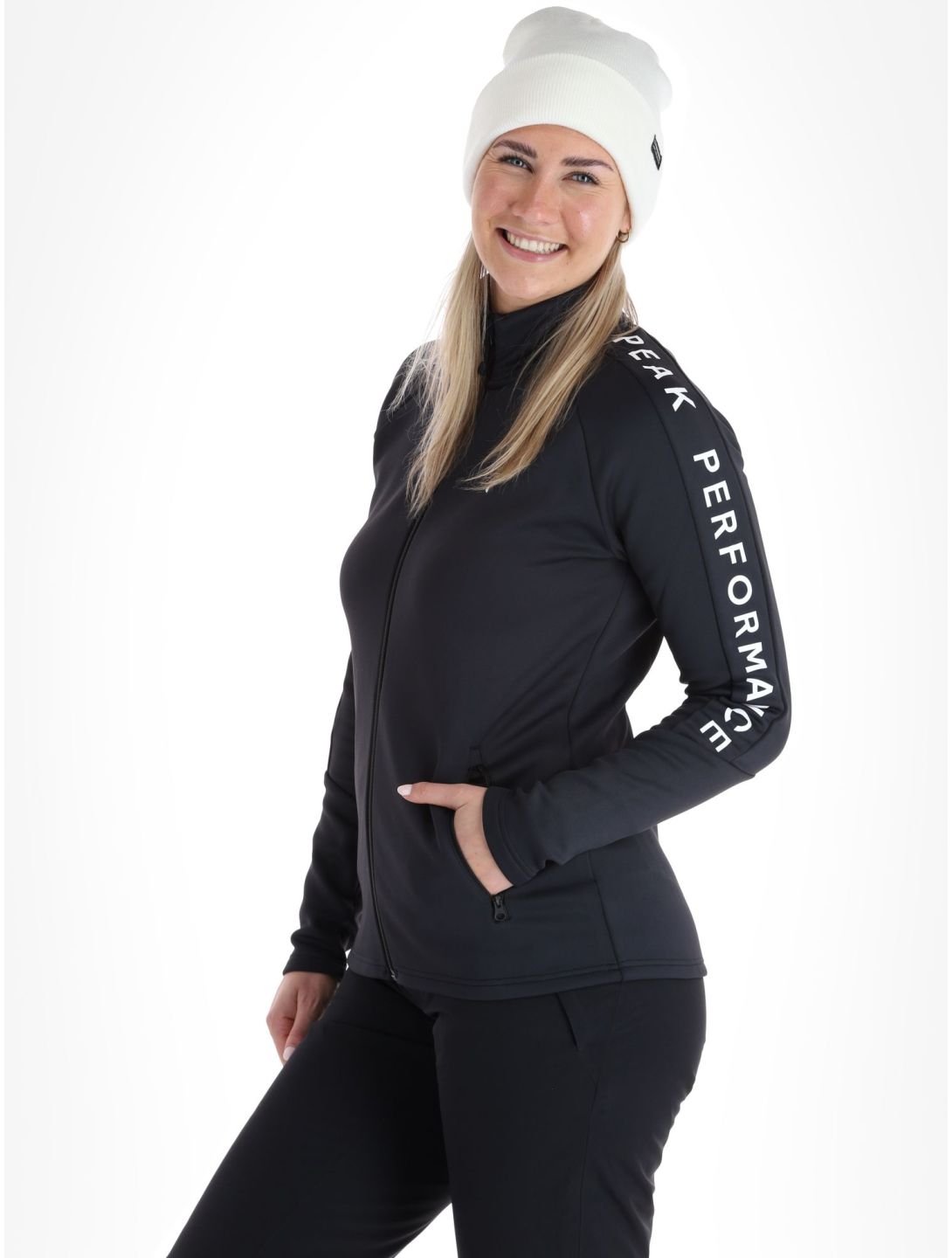 Peak Performance, W Rider Mid Zip vest dames Black-Black zwart 