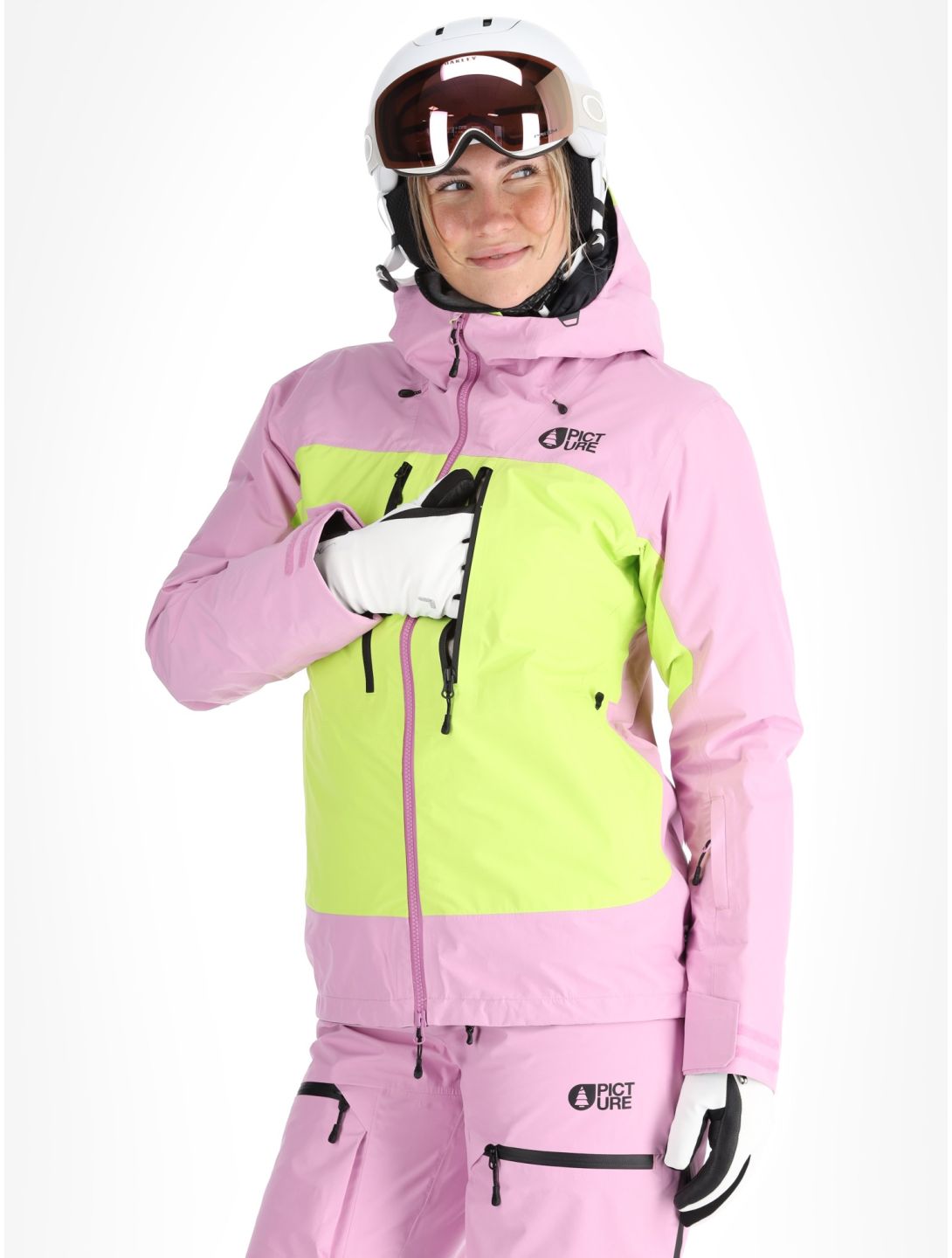 Picture, Acidid 3L hardshell ski-jas dames Orchid Acid Lime groen, roze 