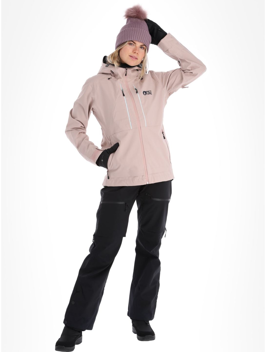 Picture, Aeron 3L hardshell ski-jas dames Shadow Gray roze 