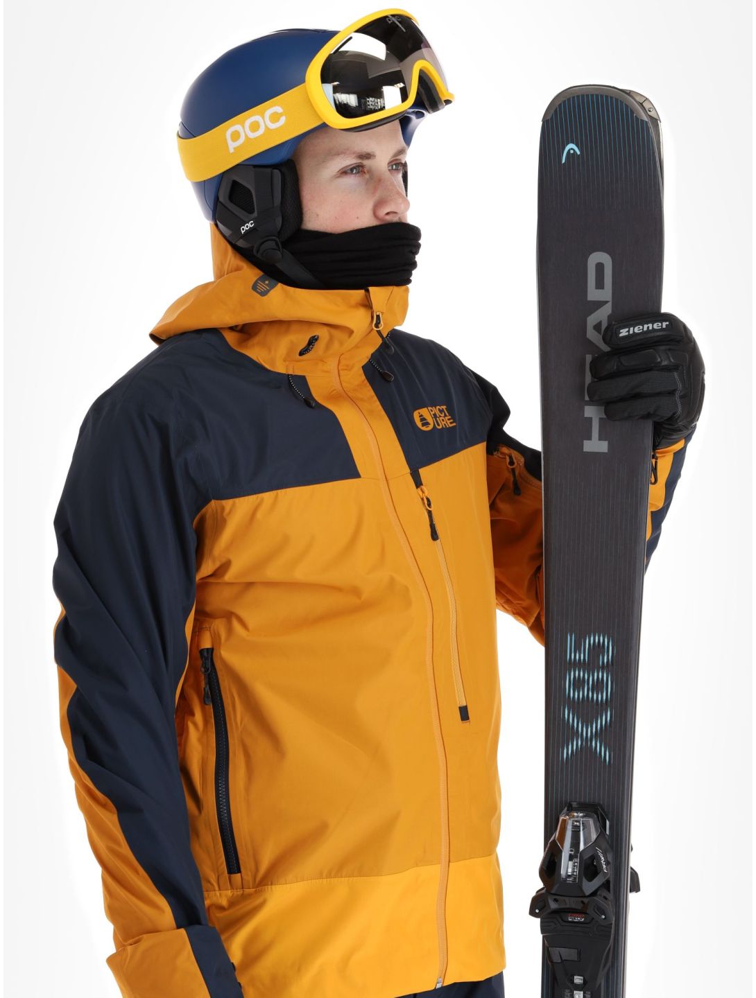 Picture, Broader 3L hardshell ski-jas heren Camel-Dark Blue blauw, oranje 