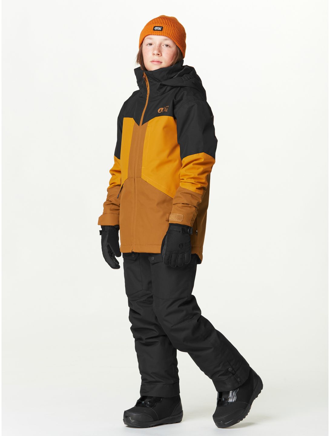 Picture, Cossmo ski-jas kinderen Black Honey Chocolate bruin, oranje, zwart 