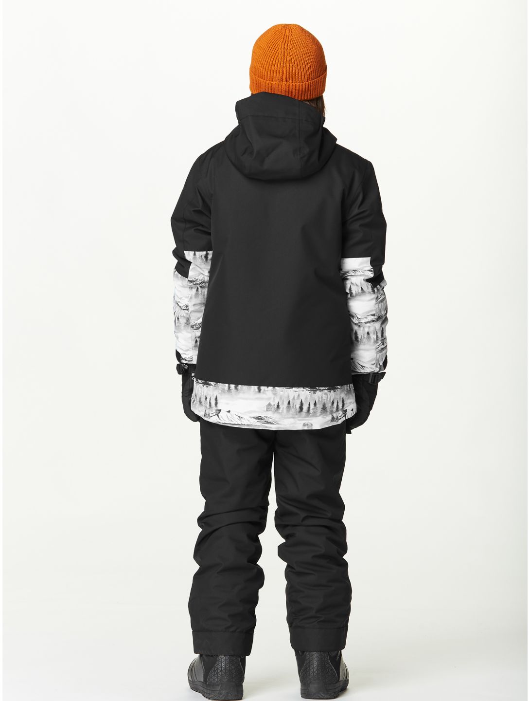 Picture, Daumy ski-jas kinderen Black Mood Print Honey blauw, oranje, zwart 