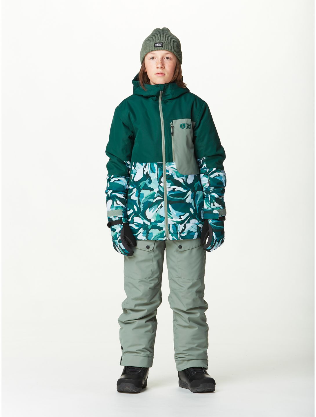 Picture, Daumy ski-jas kinderen Ponderosa Peppup Print groen 