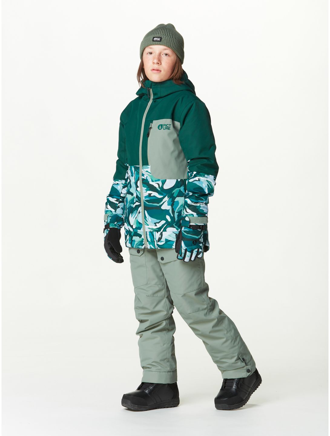 Picture, Daumy ski-jas kinderen Ponderosa Peppup Print groen 