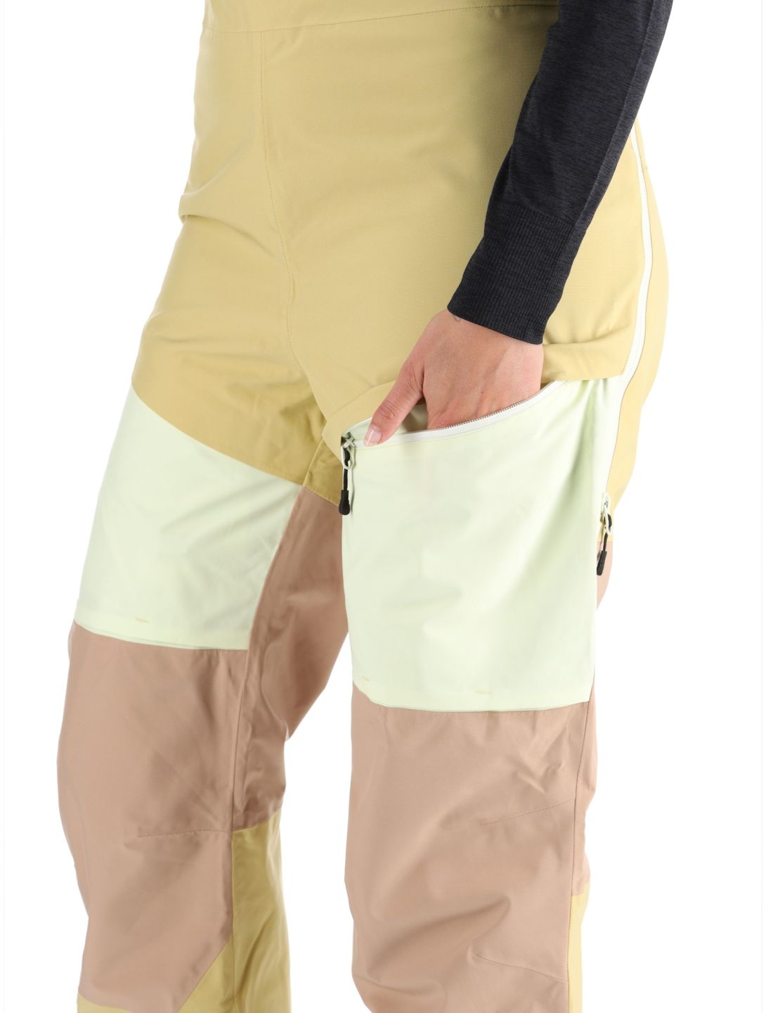 Picture, Elwy BIB skibroek dames Hemp Roebuck Lime Cream bruin 