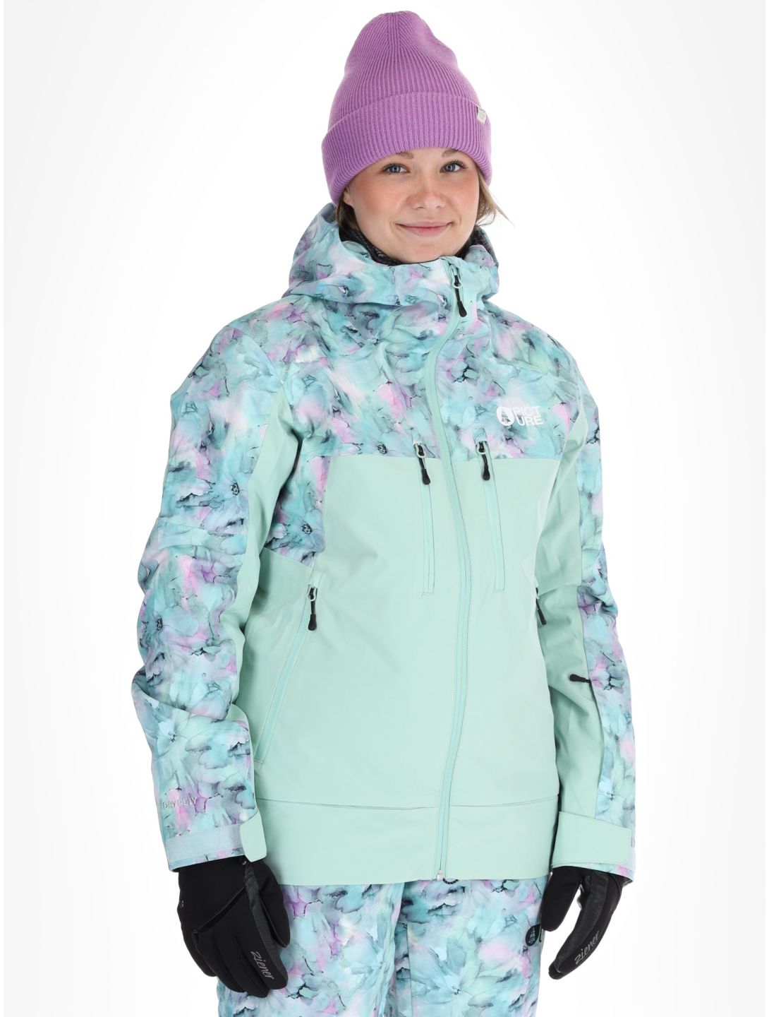 Picture, Exa ski-jas dames Blurry Water Print Silt Green groen 