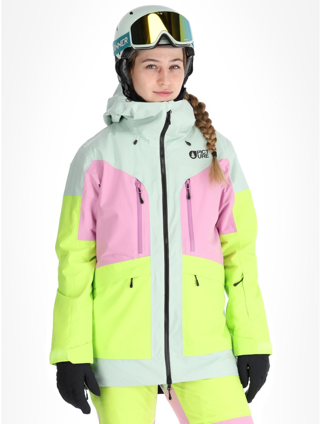 Picture, Haakon ski-jas dames Silt Green Orchid Acid groen, roze 