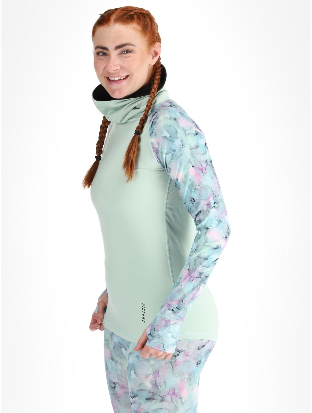 Picture, Pagaya High Fleece thermoshirt dames Blurry Water Silt Green groen 