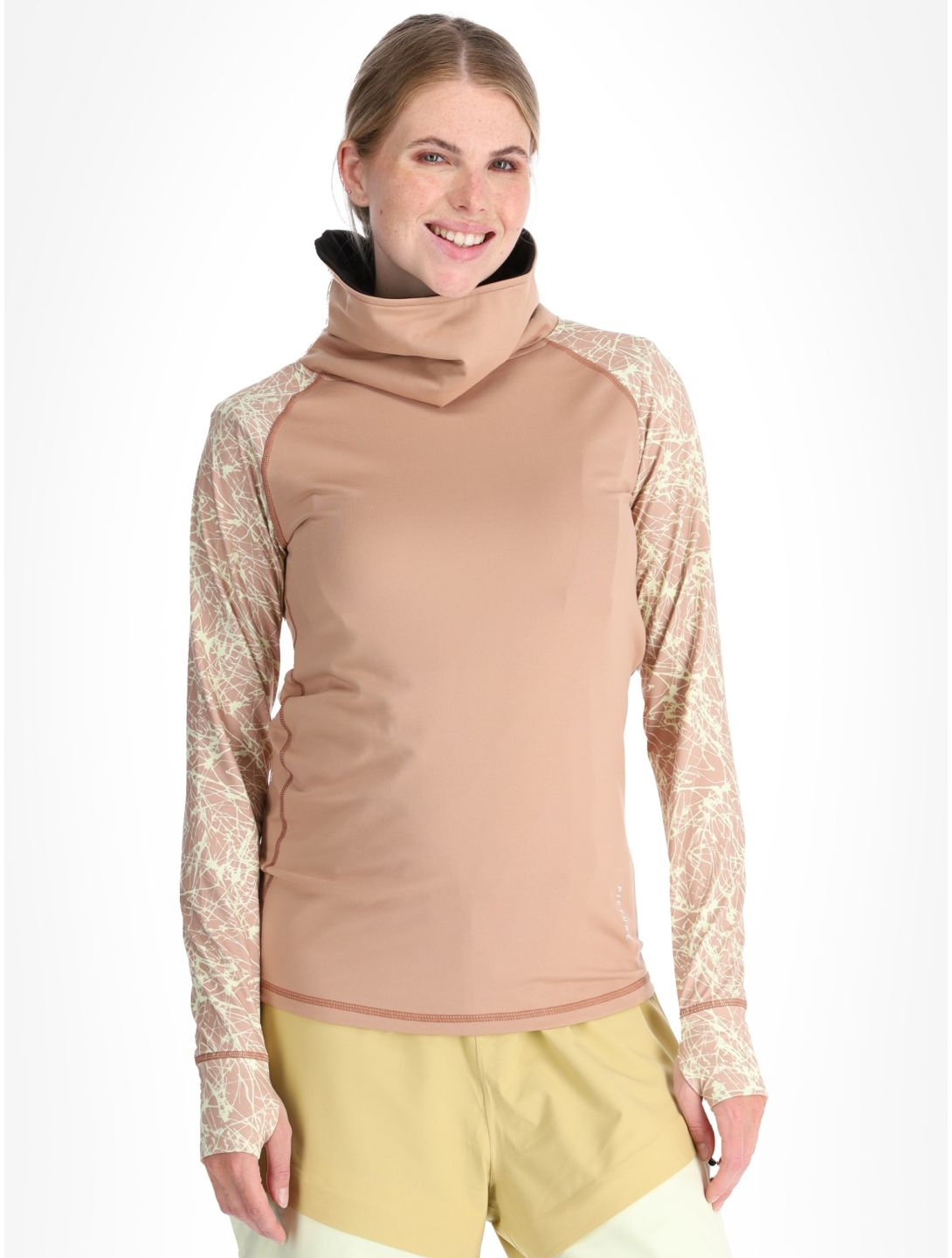 Picture, Pagaya High Fleece thermoshirt dames Textury Print Roebuck bruin 