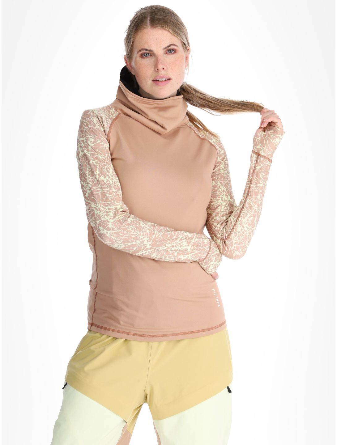 Picture, Pagaya High Fleece thermoshirt dames Textury Print Roebuck bruin 