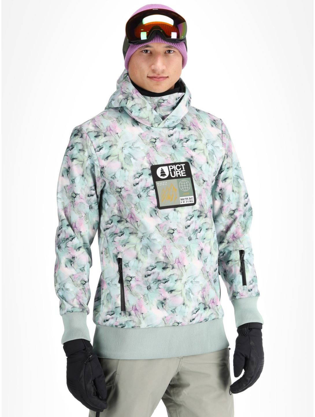 Picture, Printed softshell ski-jas heren Blurry Water Print multicolor 