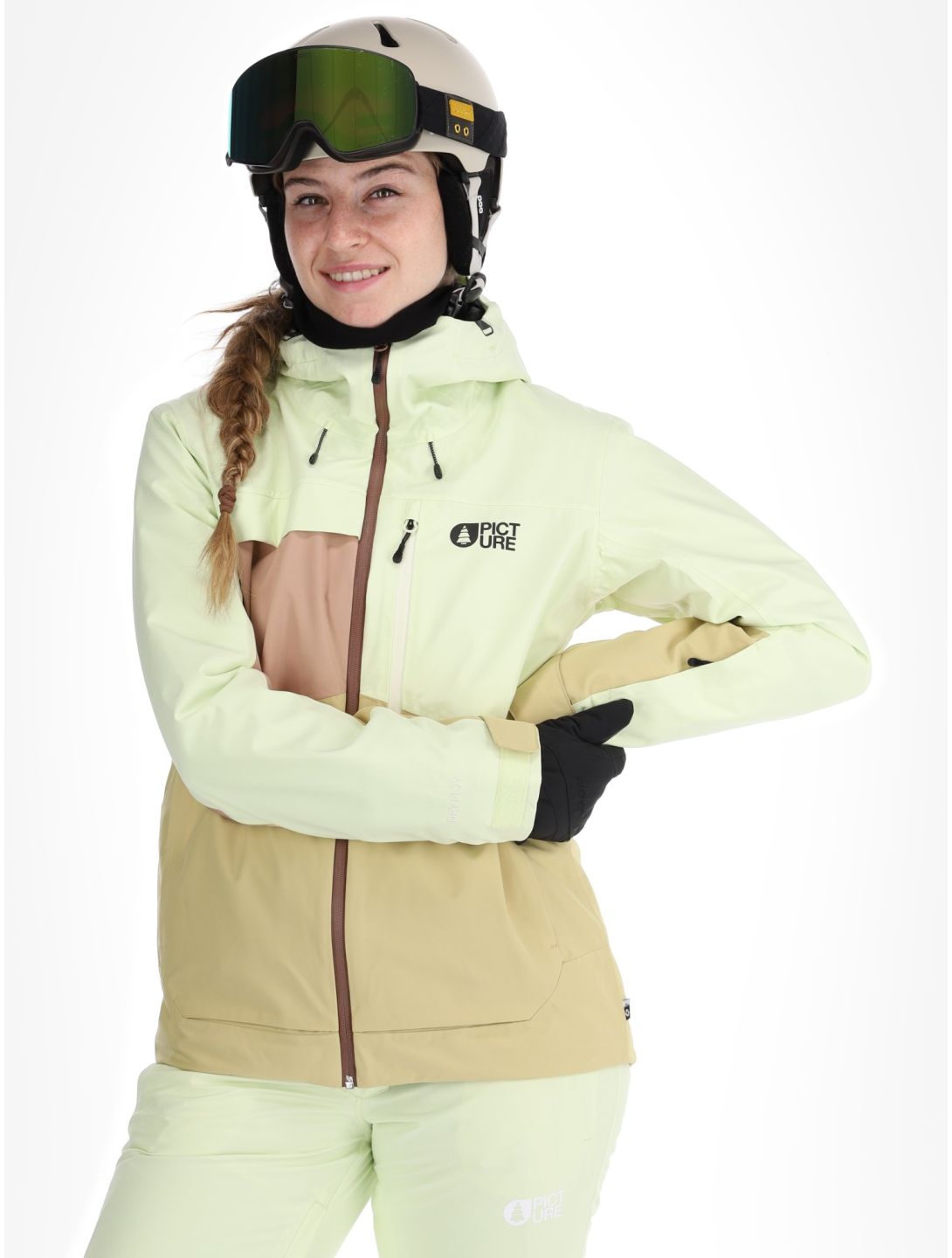 Picture, Seen ski-jas dames Lime Cream Hemp Roebuck bruin, groen 