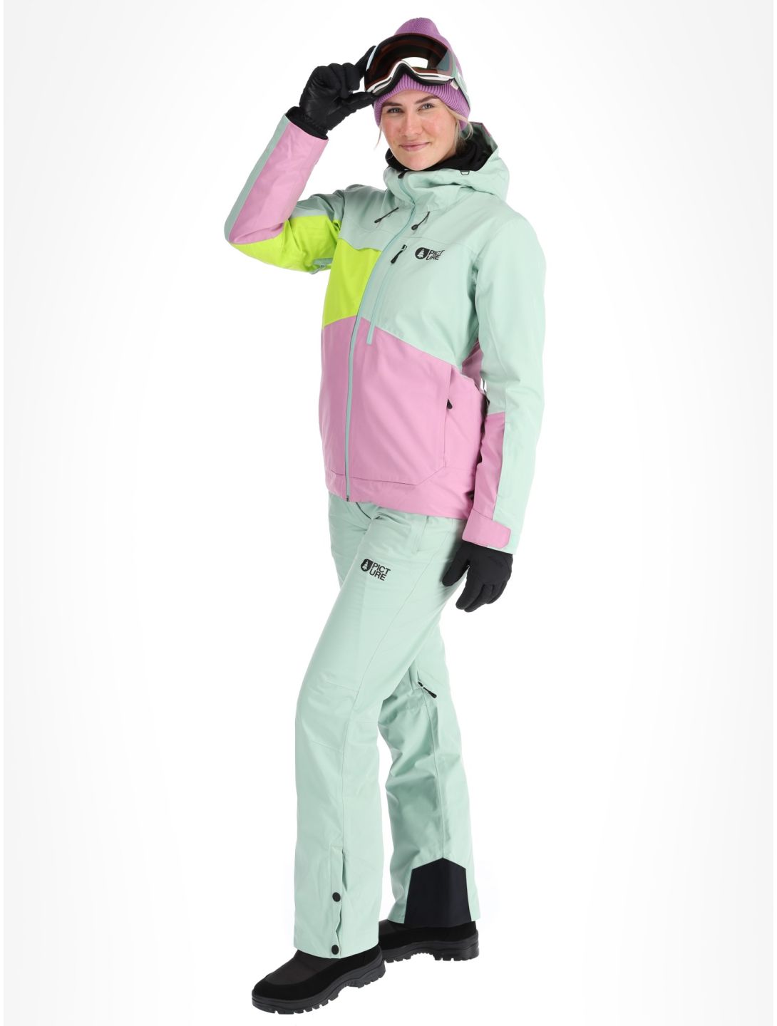 Picture, Seen ski-jas dames Silt Green Acid Lime Orchid groen, roze 