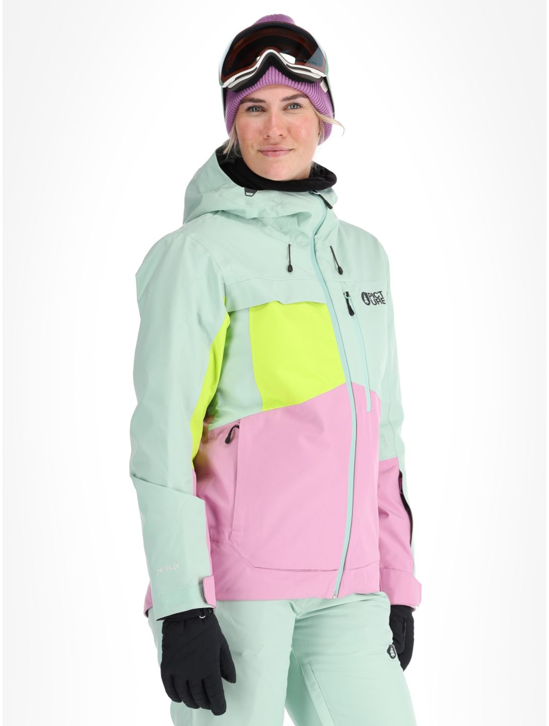 Picture, Seen ski-jas dames Silt Green Acid Lime Orchid groen, roze 