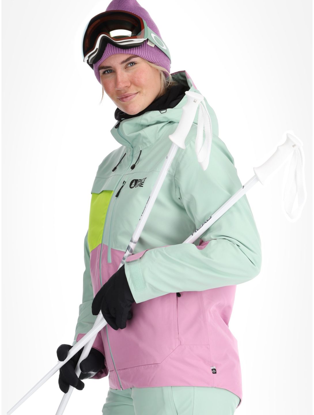 Picture, Seen ski-jas dames Silt Green Acid Lime Orchid groen, roze 