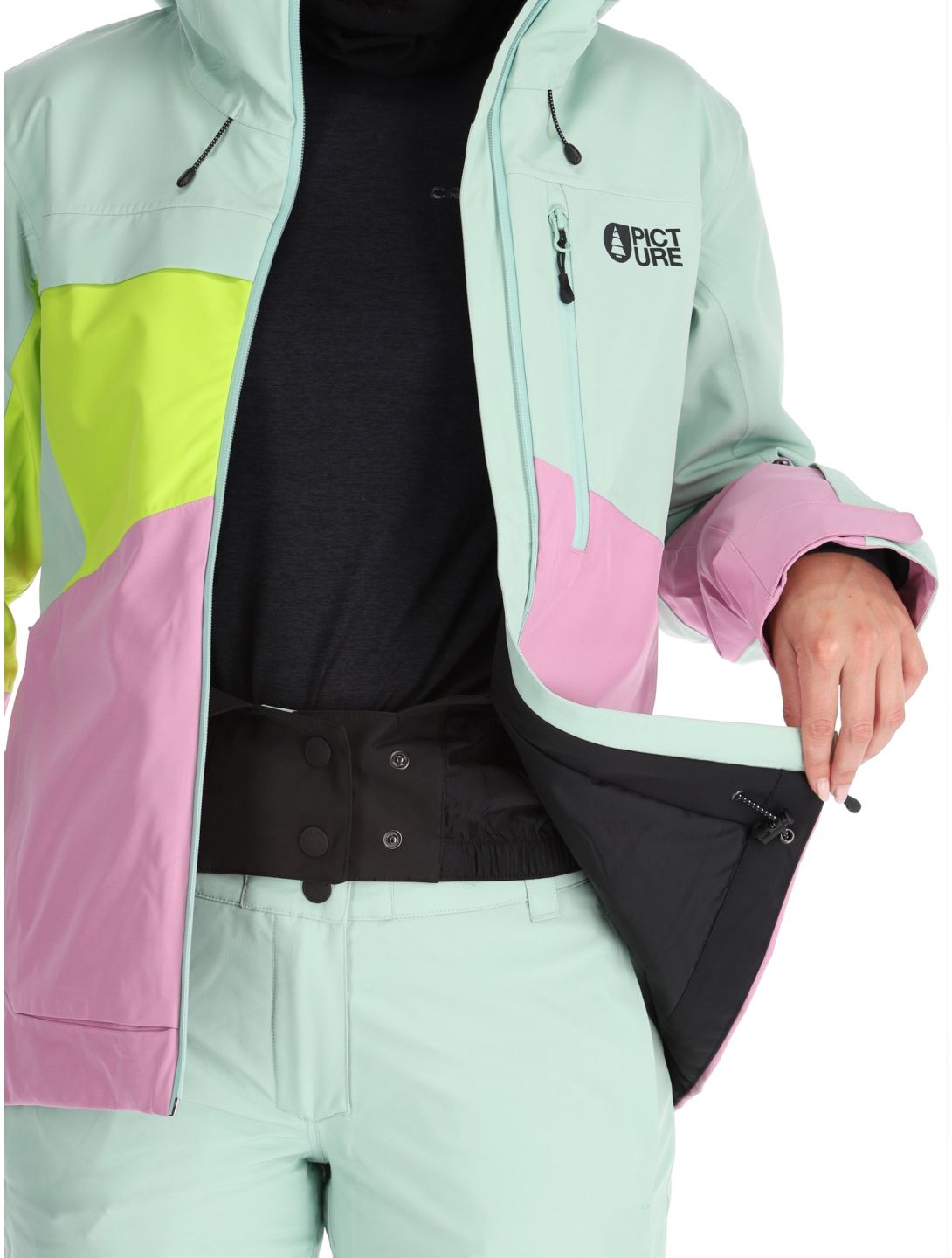 Picture, Seen ski-jas dames Silt Green Acid Lime Orchid groen, roze 