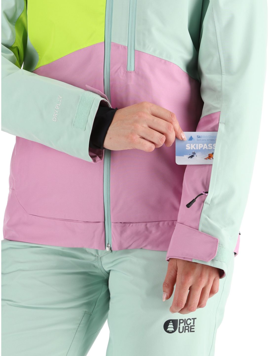 Picture, Seen ski-jas dames Silt Green Acid Lime Orchid groen, roze 