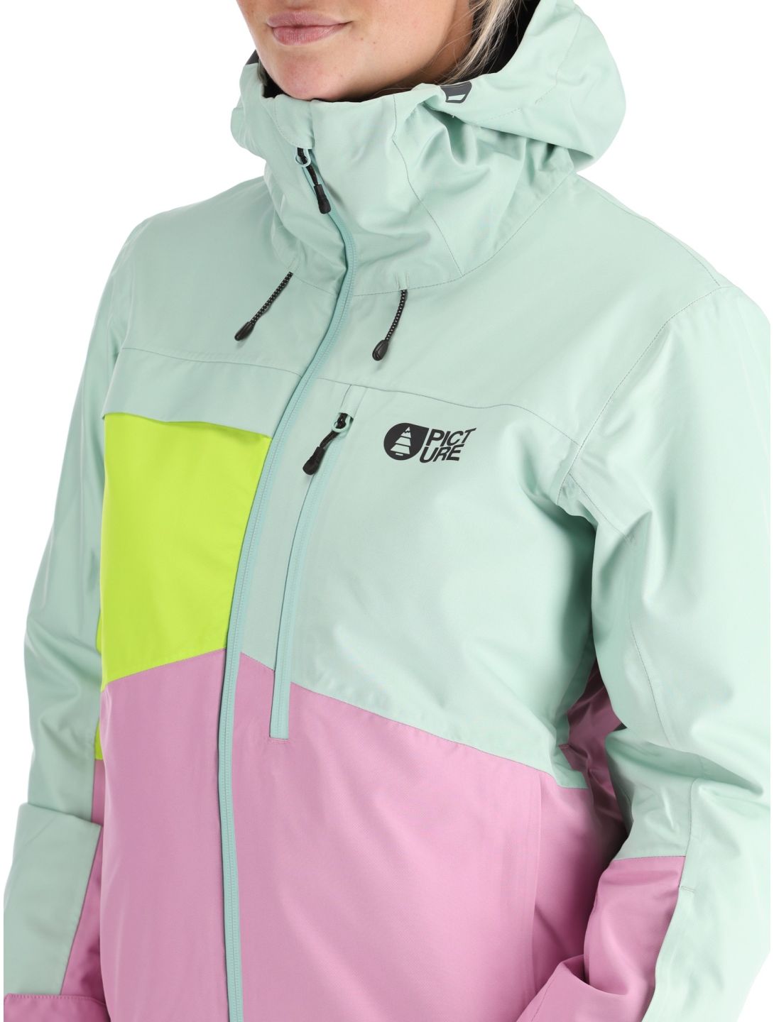 Picture, Seen ski-jas dames Silt Green Acid Lime Orchid groen, roze 