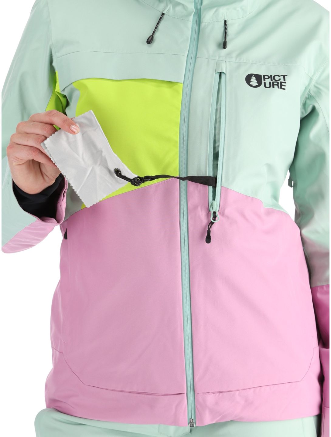 Picture, Seen ski-jas dames Silt Green Acid Lime Orchid groen, roze 