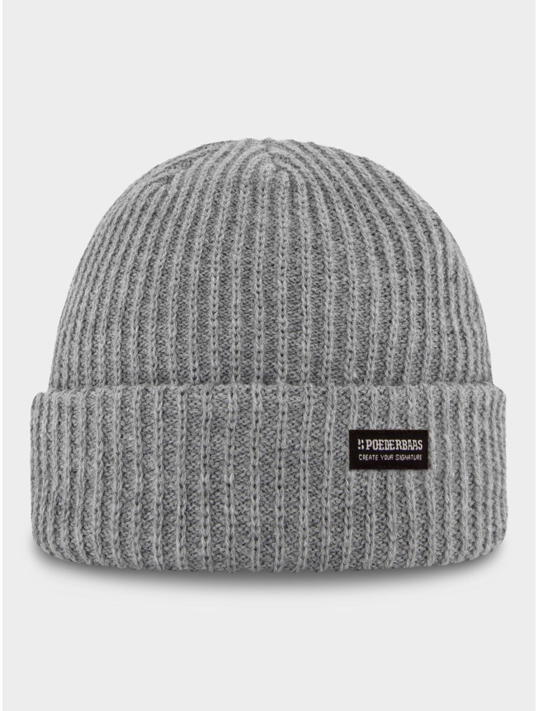 Poederbaas, Royal Rib Beanie muts unisex Grey grijs 