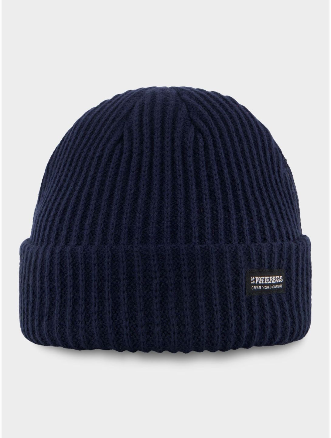 Poederbaas, Royal Rib Beanie muts unisex Navy blauw 