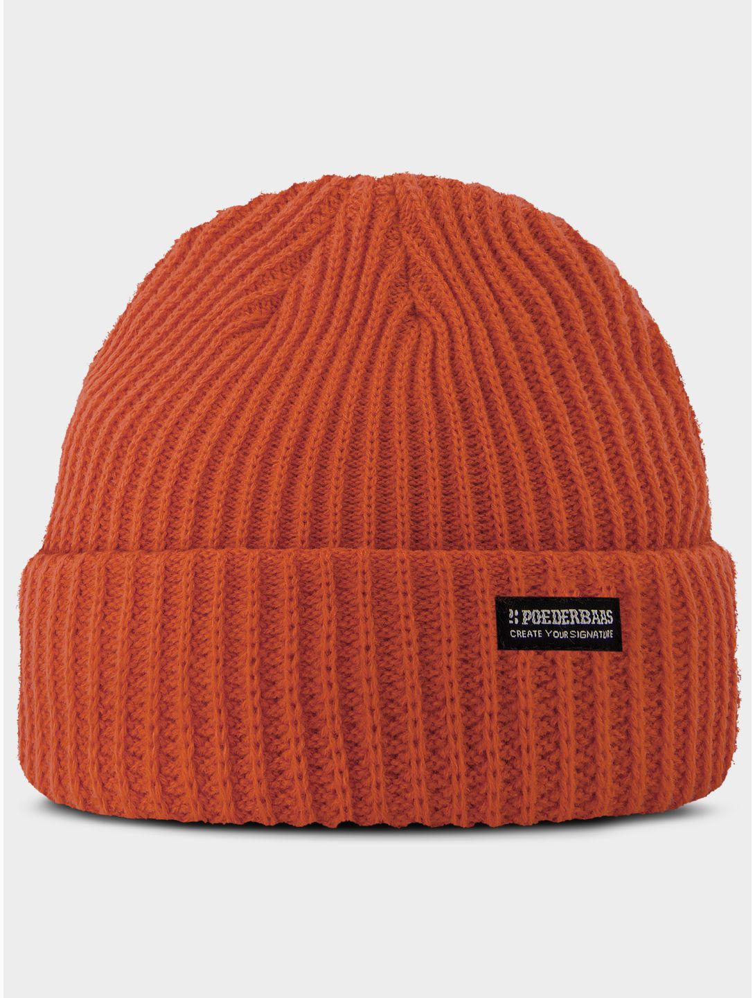 Poederbaas, Royal Rib Beanie muts unisex Mandarin Red rood 